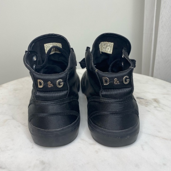 D&G Satin Black worn effect sole high top sneakers 37 US7 - Picture 1 of 6